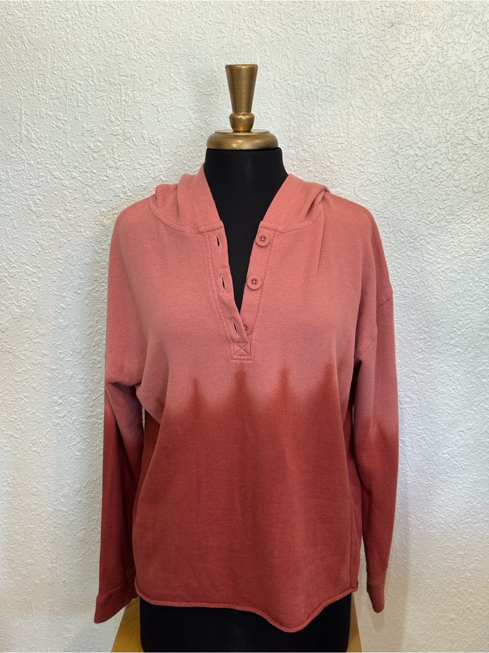 Women's Dip-Dye Hooded Pullover - Dusty Rose